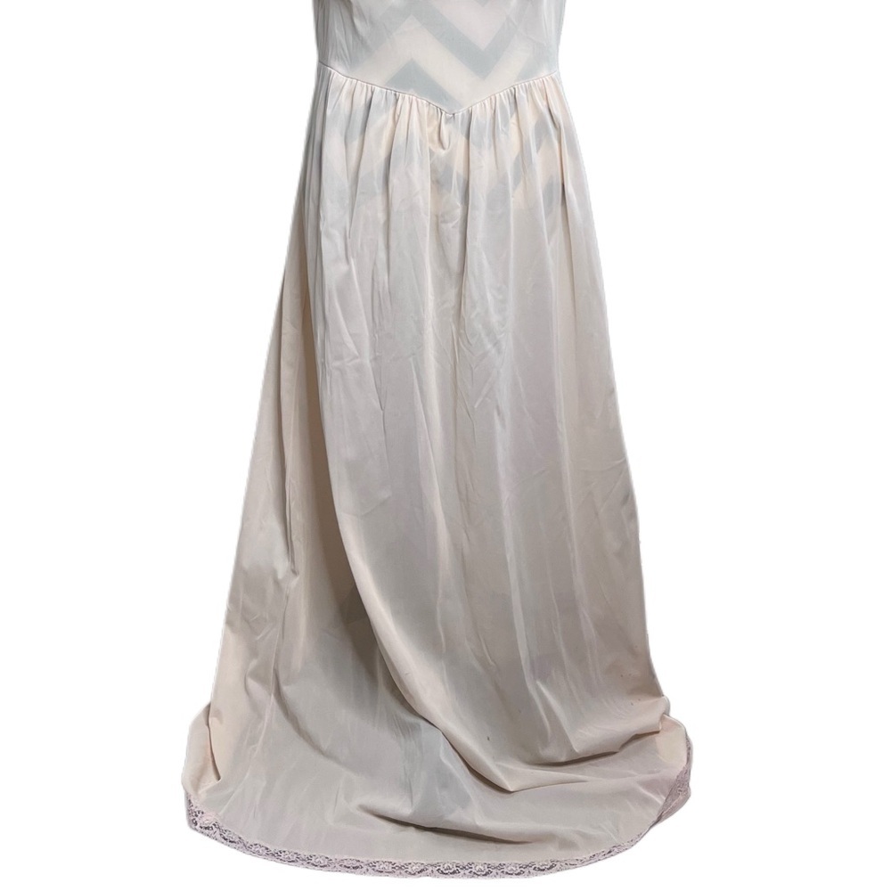Vintage 1950s Rogers Cream Lace Nylon Tricot Maxi Slip Dress Women's L Prairie - Picture 6 of 17